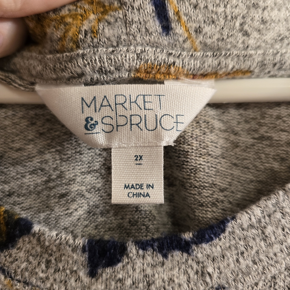 Market & Spruce Gray and Yellow Patterned Sweater - Picture 2 of 4